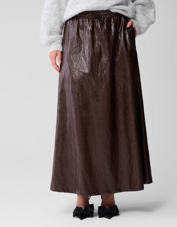 Vegan leren Maxi Rok Bruin SHOEBY WOMEN