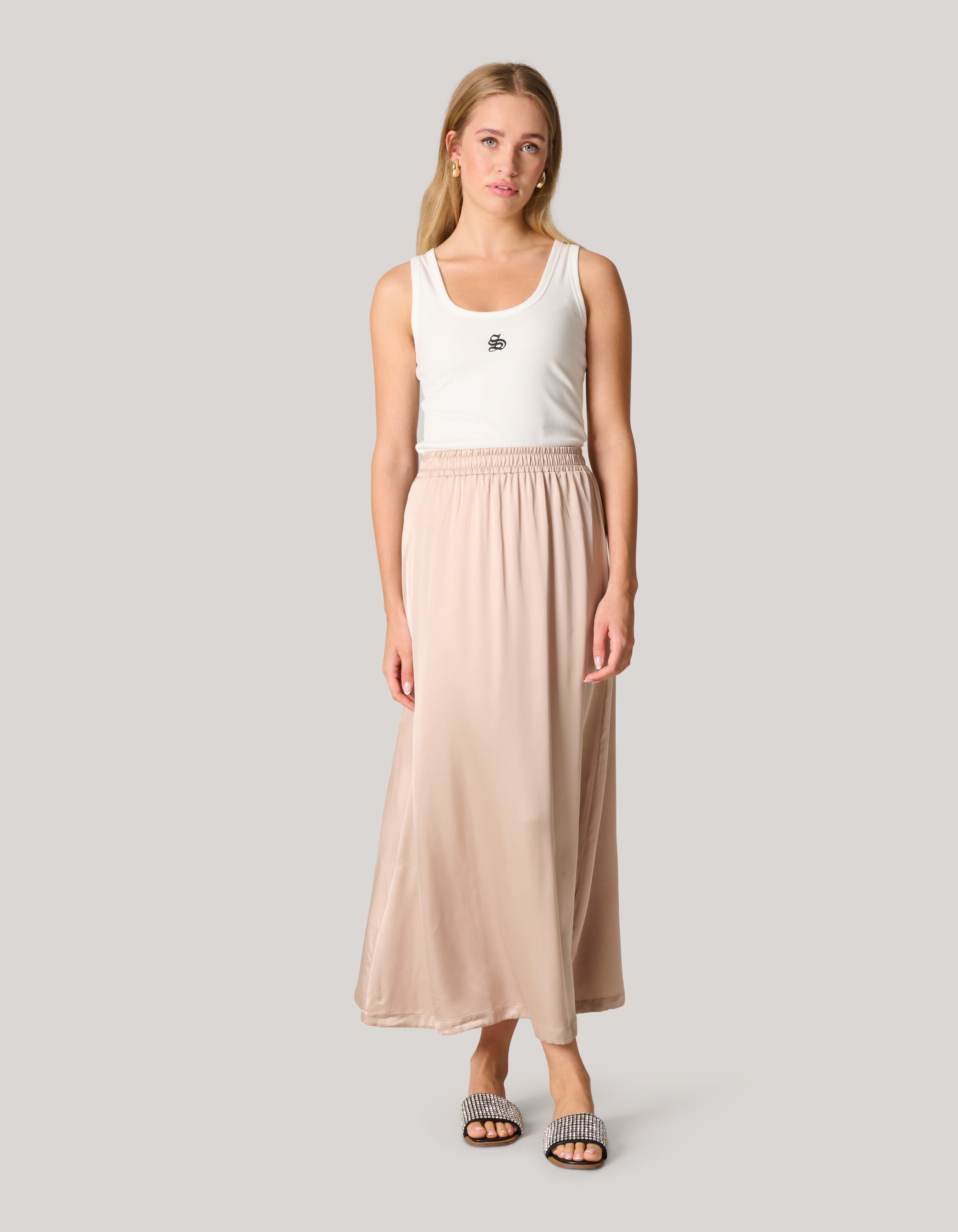 Satijnen Maxi Rok Zand SHOEBY WOMEN