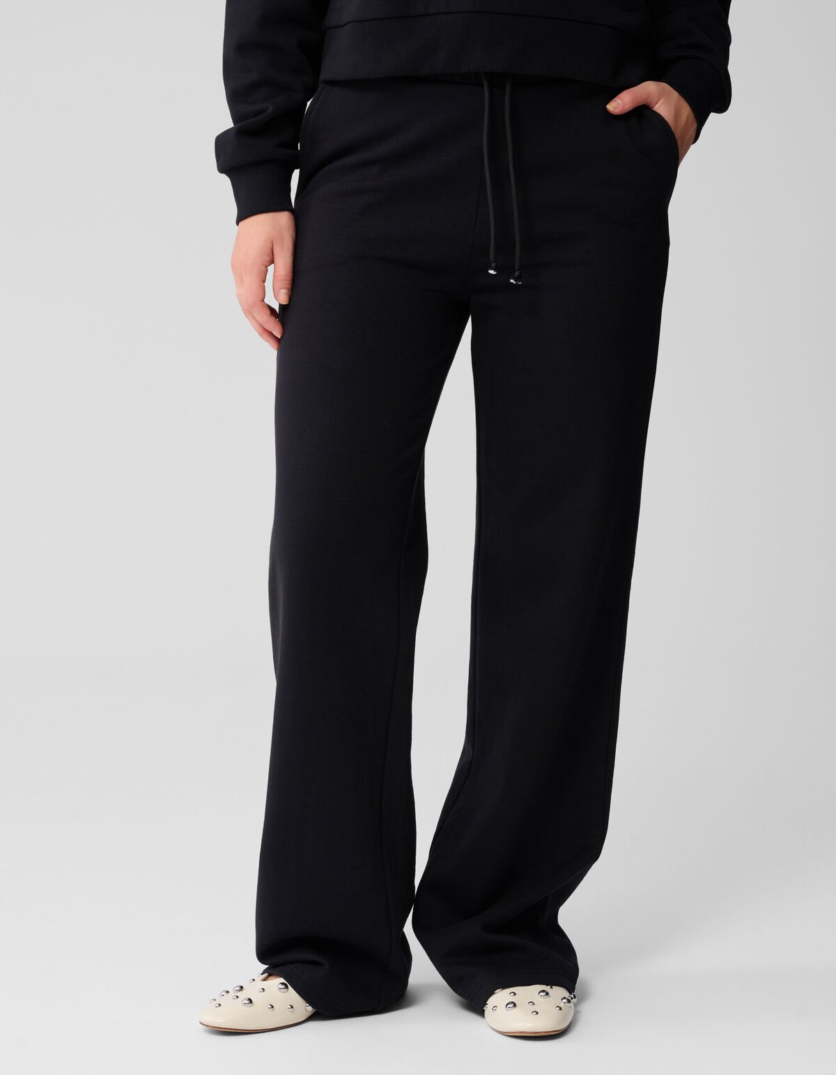 Wide Leg Jogger Broek Zwart SHOEBY WOMEN