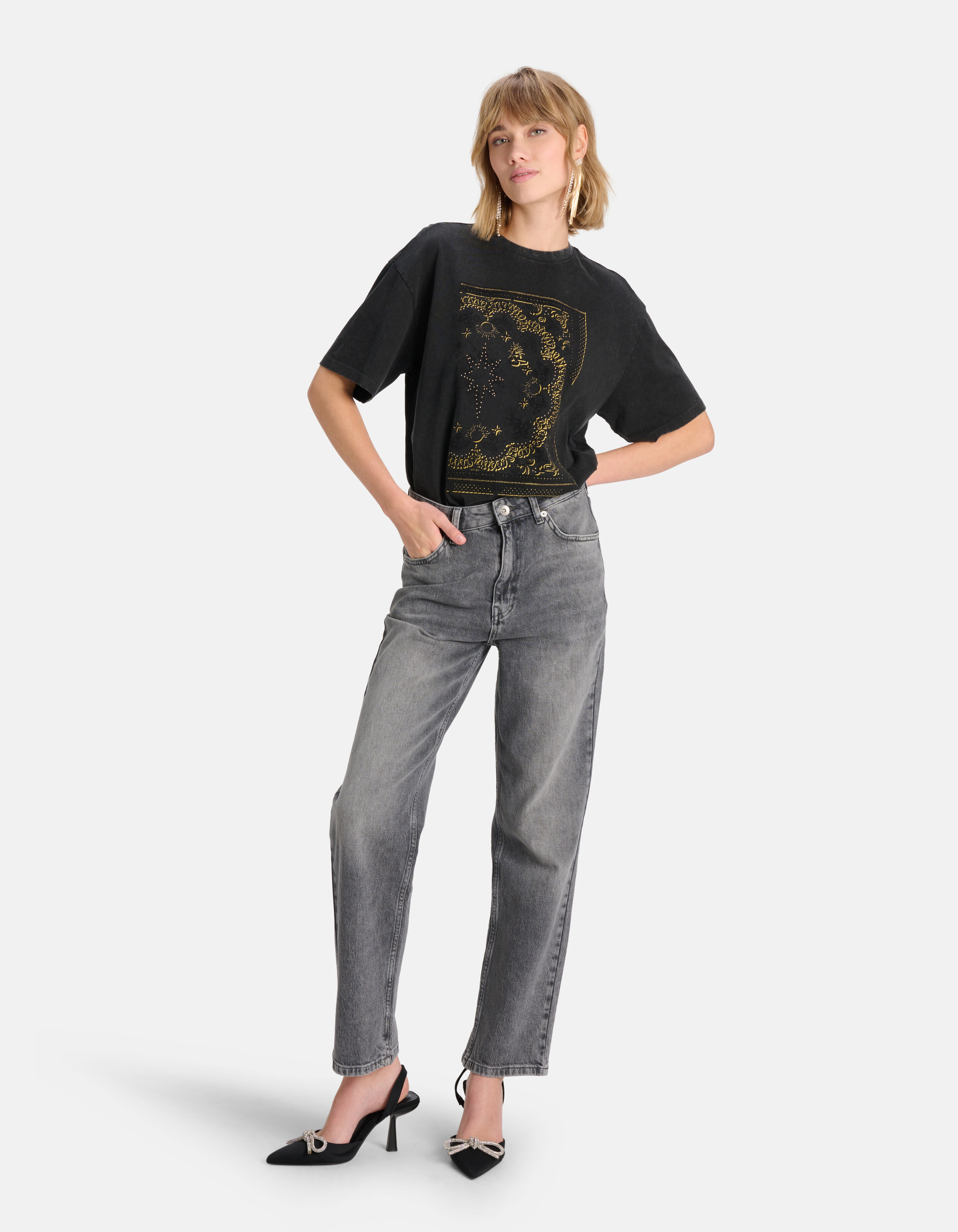 Printed T-shirt Donkergrijs SHOEBY WOMEN