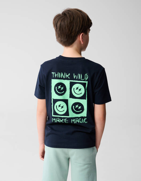 Smiley Artwork T-shirt Donkerblauw SHOEBY BOYS