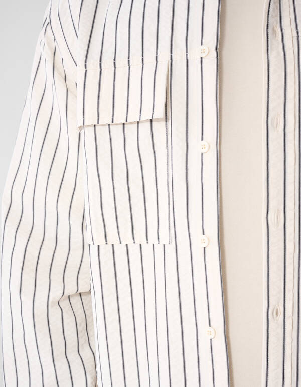 Seersucker Pinstripe Overhemd Gebroken Wit SHOEBY MEN