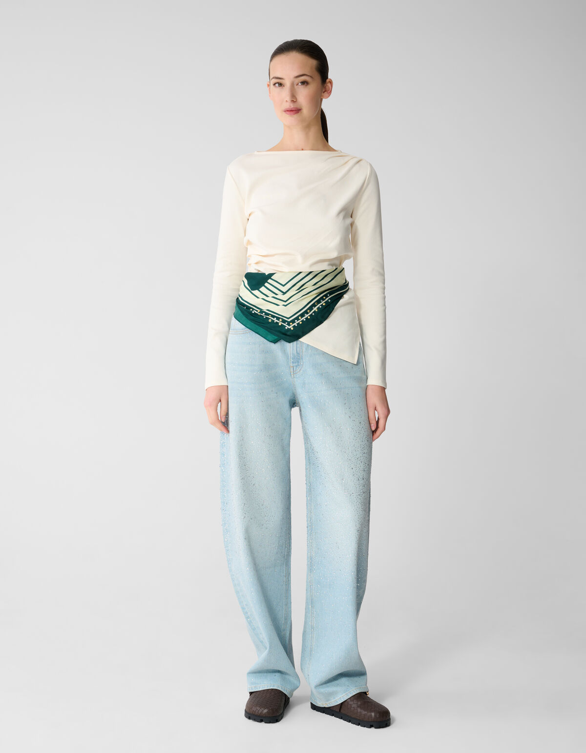 Sporty Text Sjaal Groen SHOEBY ACCESSOIRES