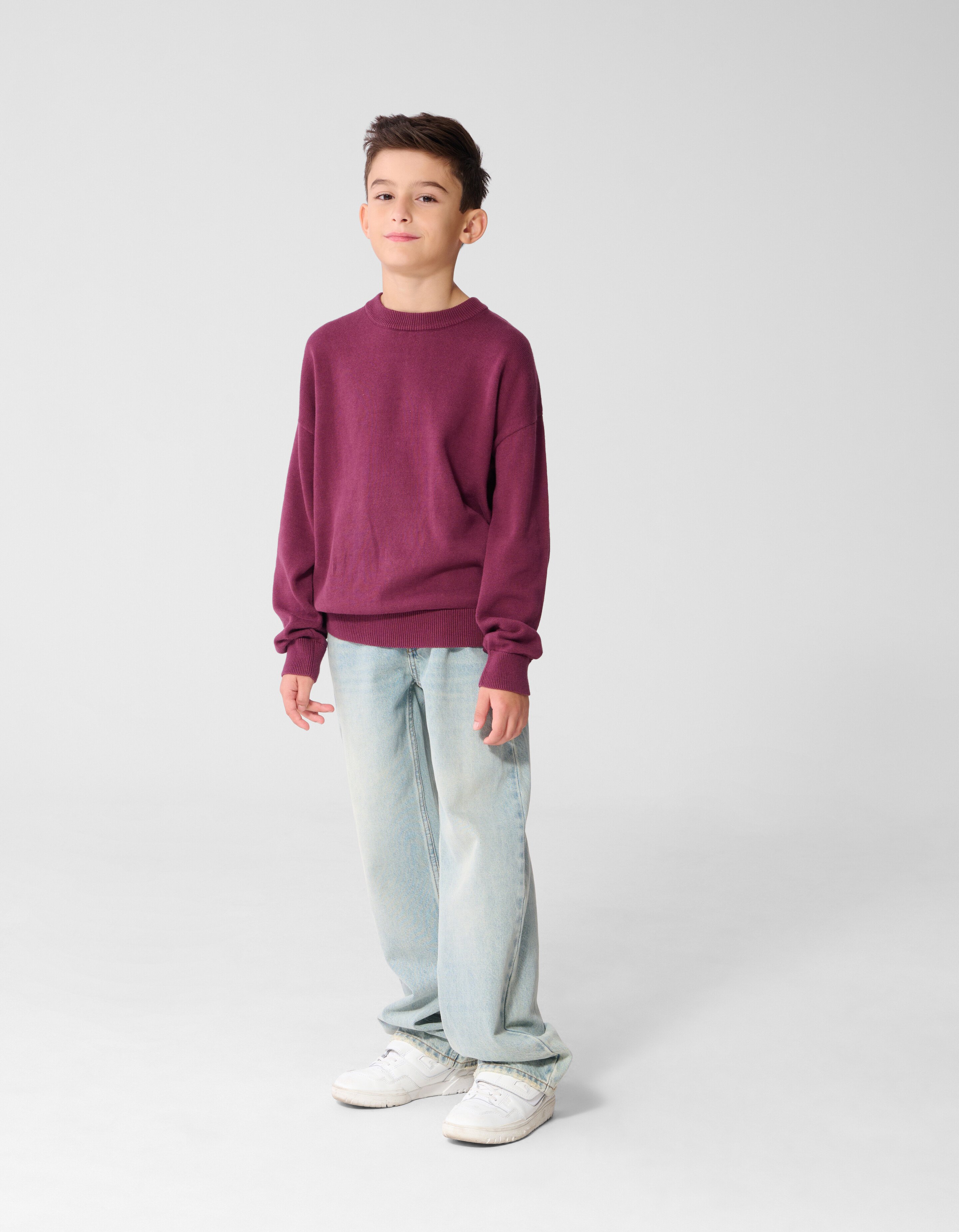 Oversized Fit Gebreide Trui Donkerrood SHOEBY BOYS