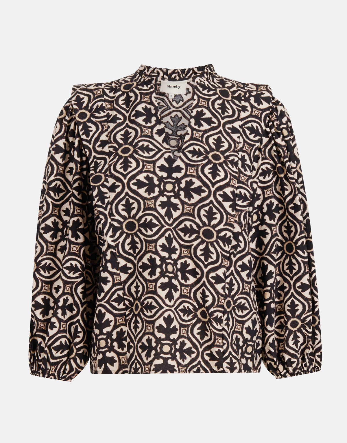 Printed Blouse Zwart/Gebroken Wit SHOEBY WOMEN