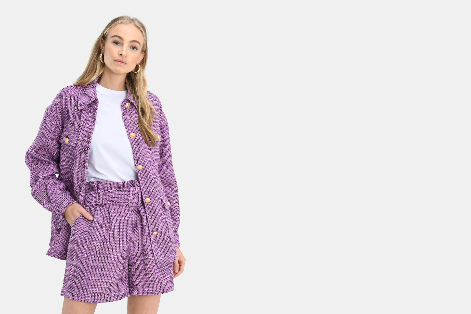 Tweed Short Paars SHOEBY WOMEN