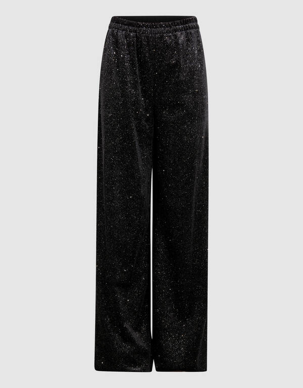 Velvet Wide Leg Broek Zwart SHOEBY GIRLS