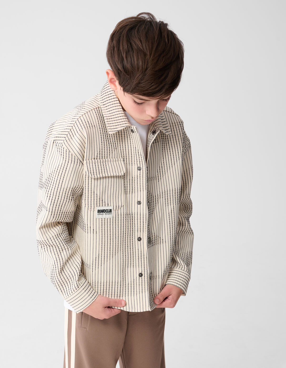 Waffle Stripe Overshirt Gebroken Wit SHOEBY BOYS