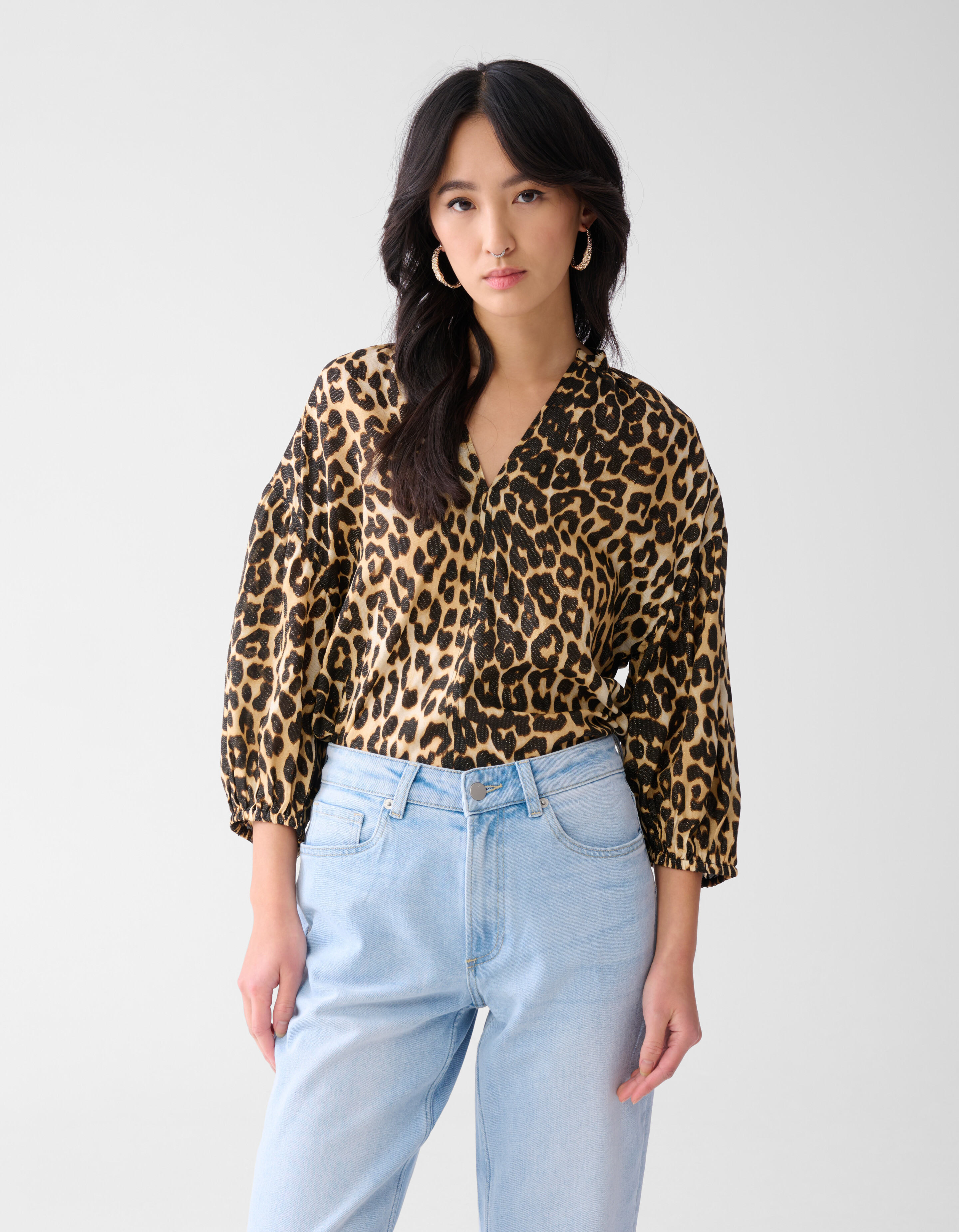 Leopard Shine Blouse Bruin SHOEBY WOMEN
