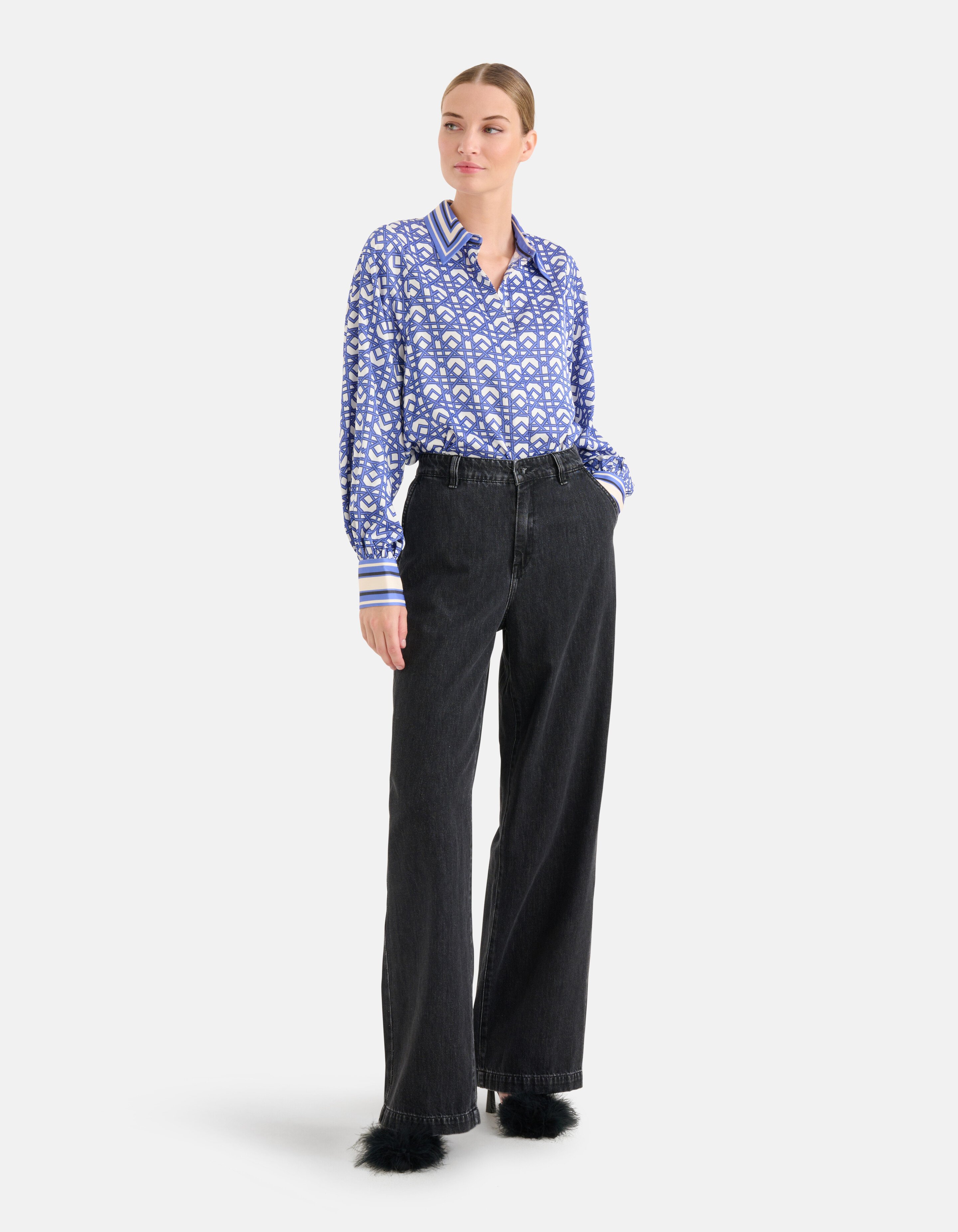 Grafische Retro Blouse Paars SHOEBY WOMEN