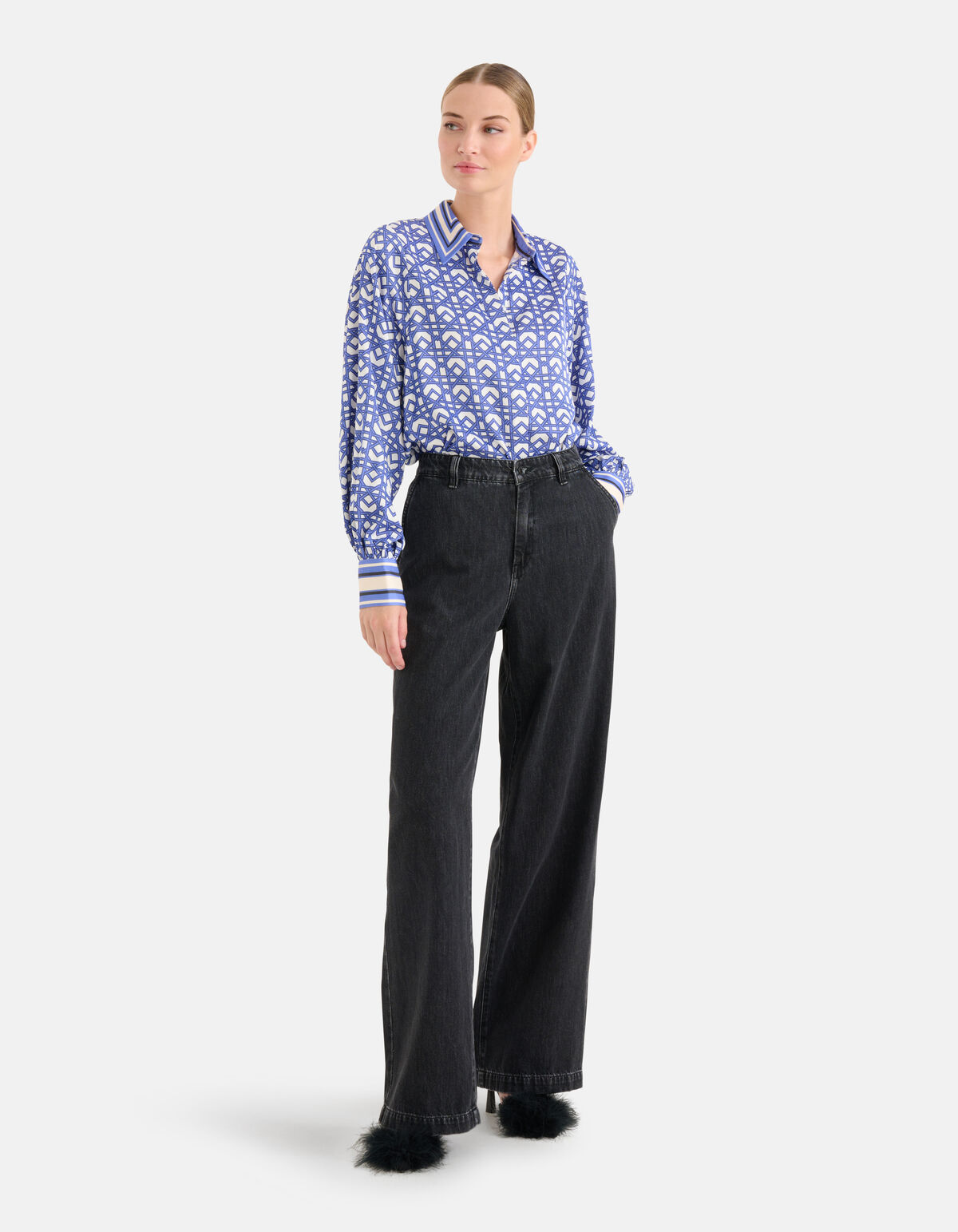 Grafische Retro Blouse Paars SHOEBY WOMEN