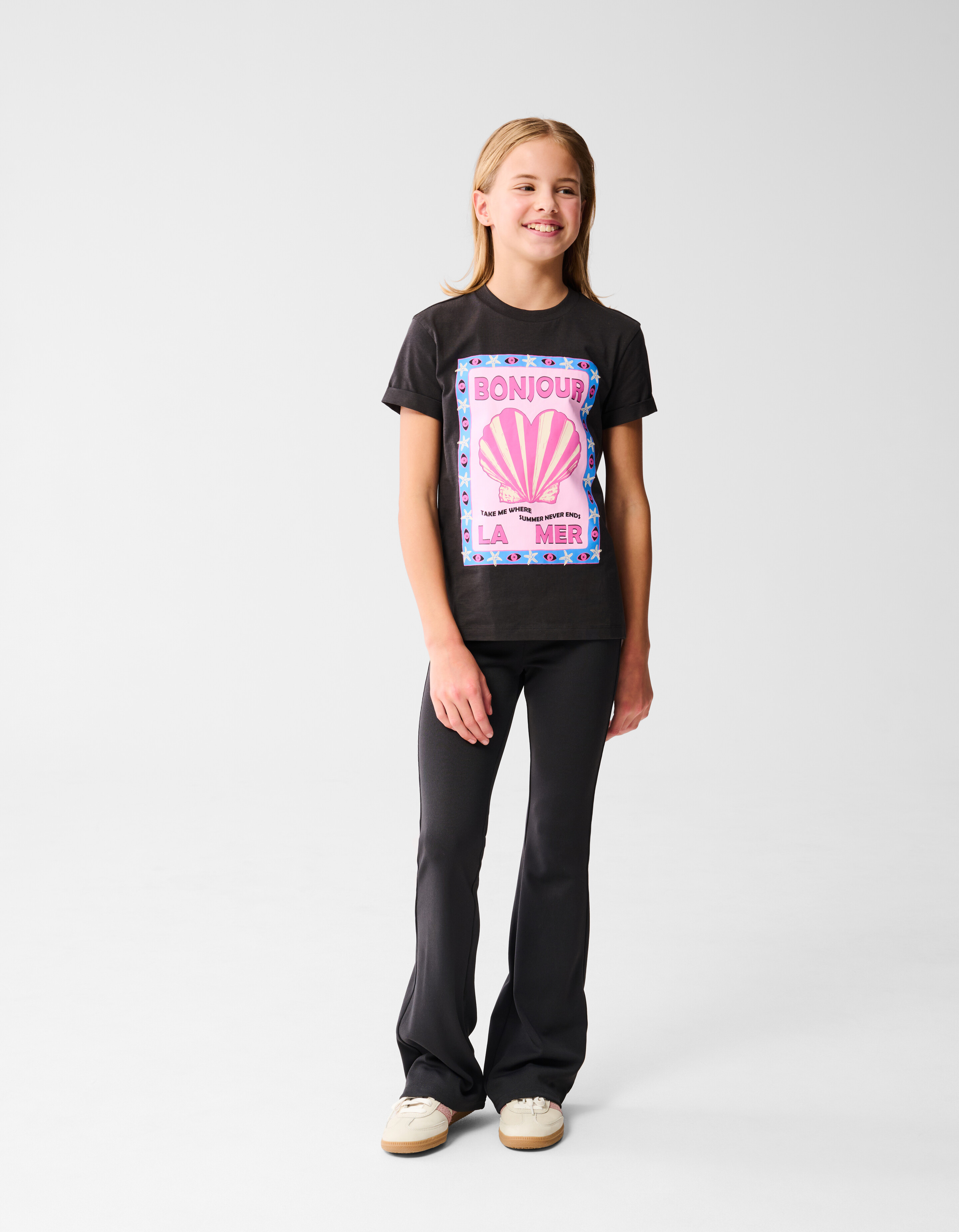 Bonjour Artwork T-shirt Zwart SHOEBY GIRLS