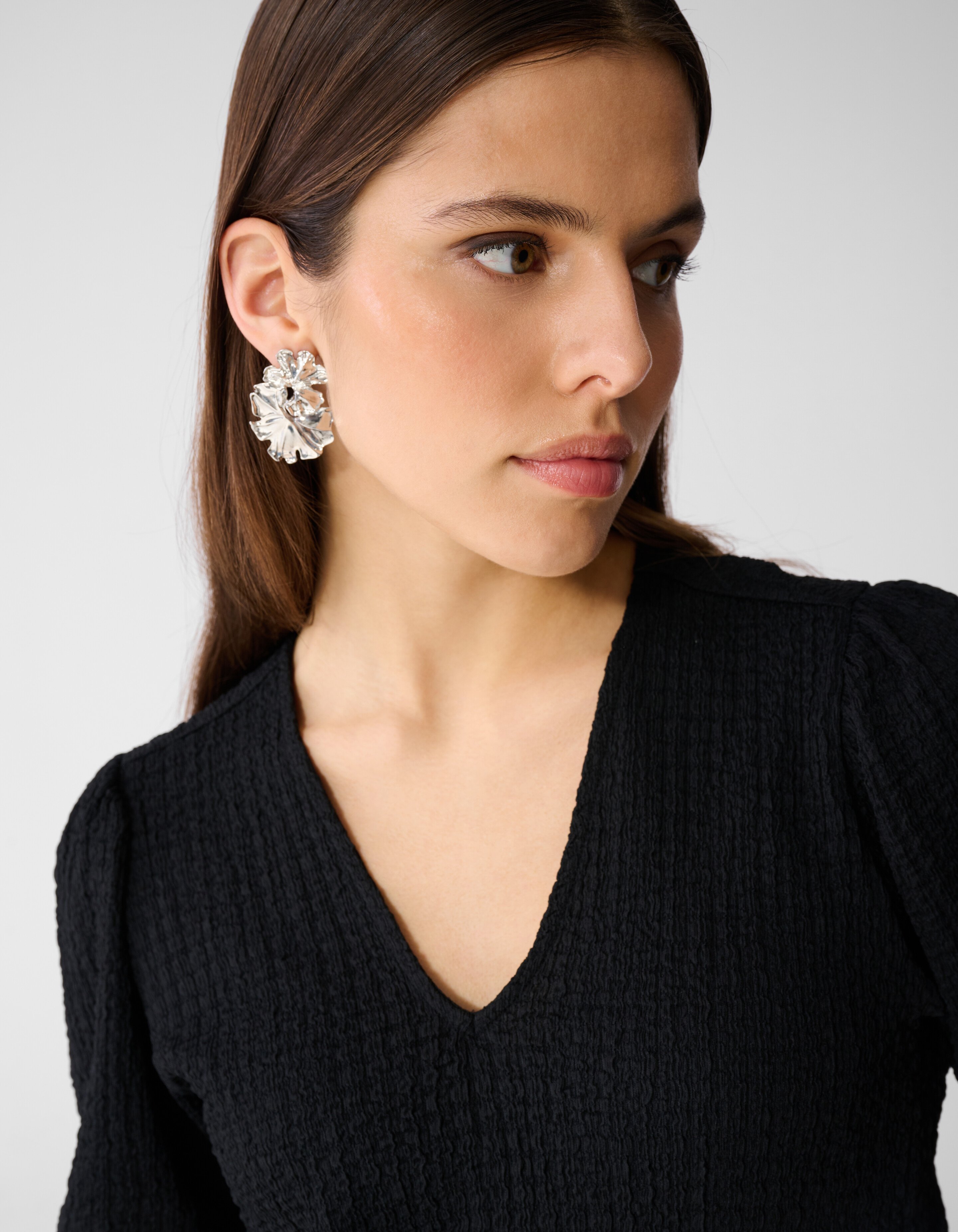 Crinkle V-Hals Top Zwart SHOEBY WOMEN