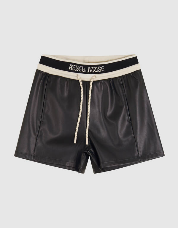 Vegan Leren Sporty Short Zwart SHOEBY GIRLS