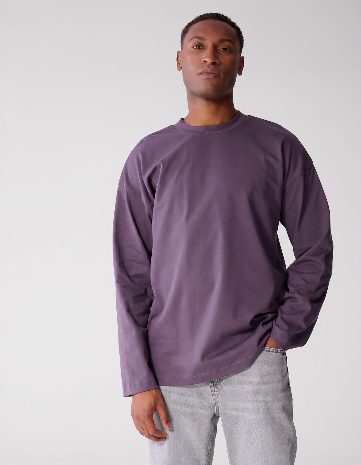 Basis Relaxed Fit Longsleeve Paars SHOEBY MEN
