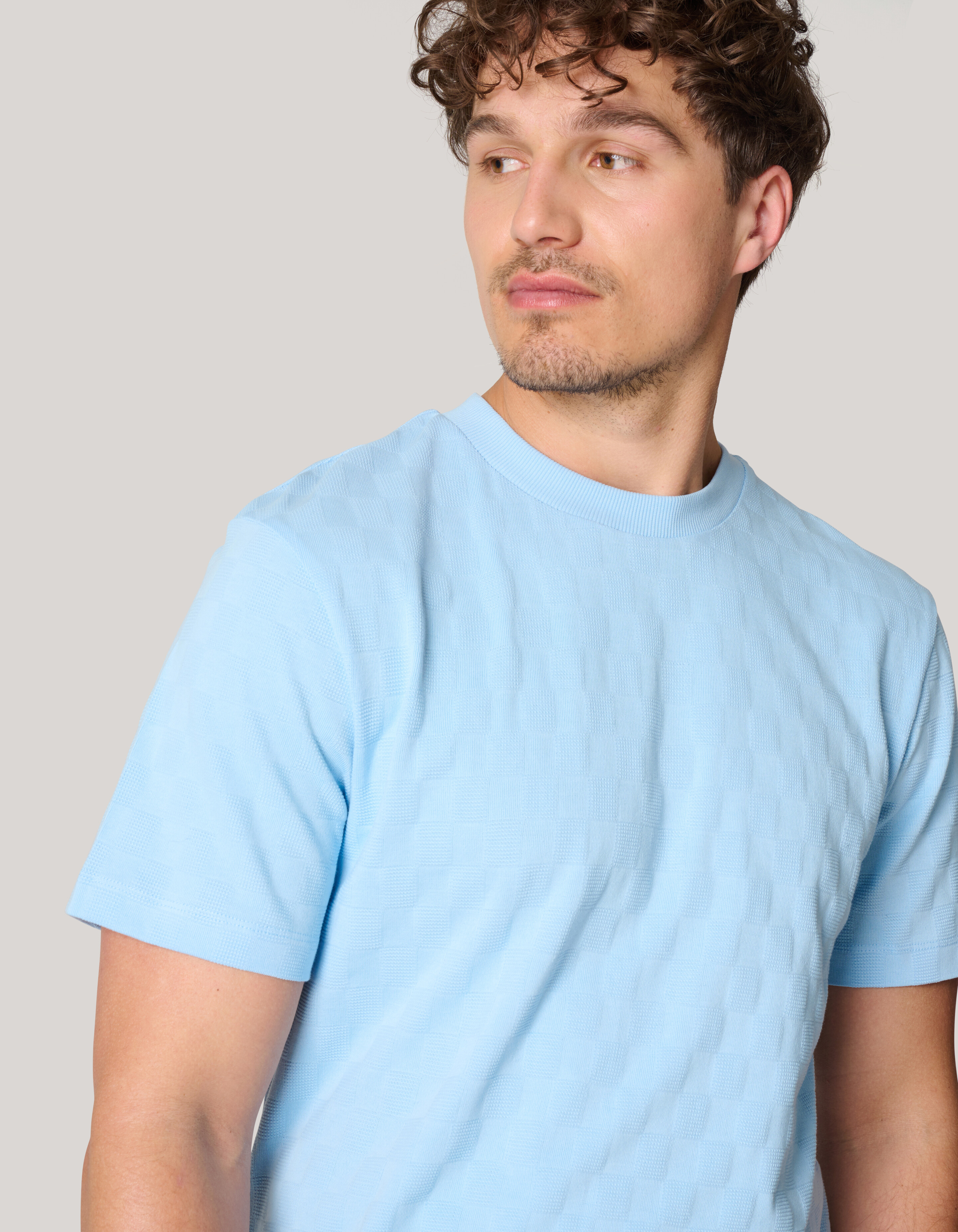 Block Structuur T-shirt Lichtblauw SHOEBY MEN