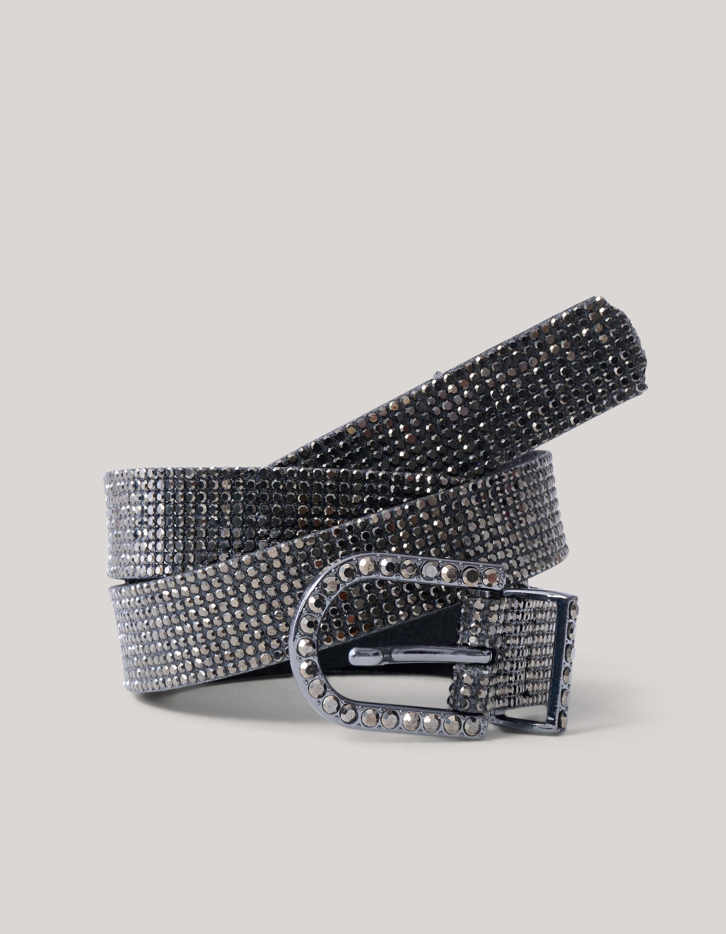 Strass Riem Donkergrijs SHOEBY ACCESSOIRES