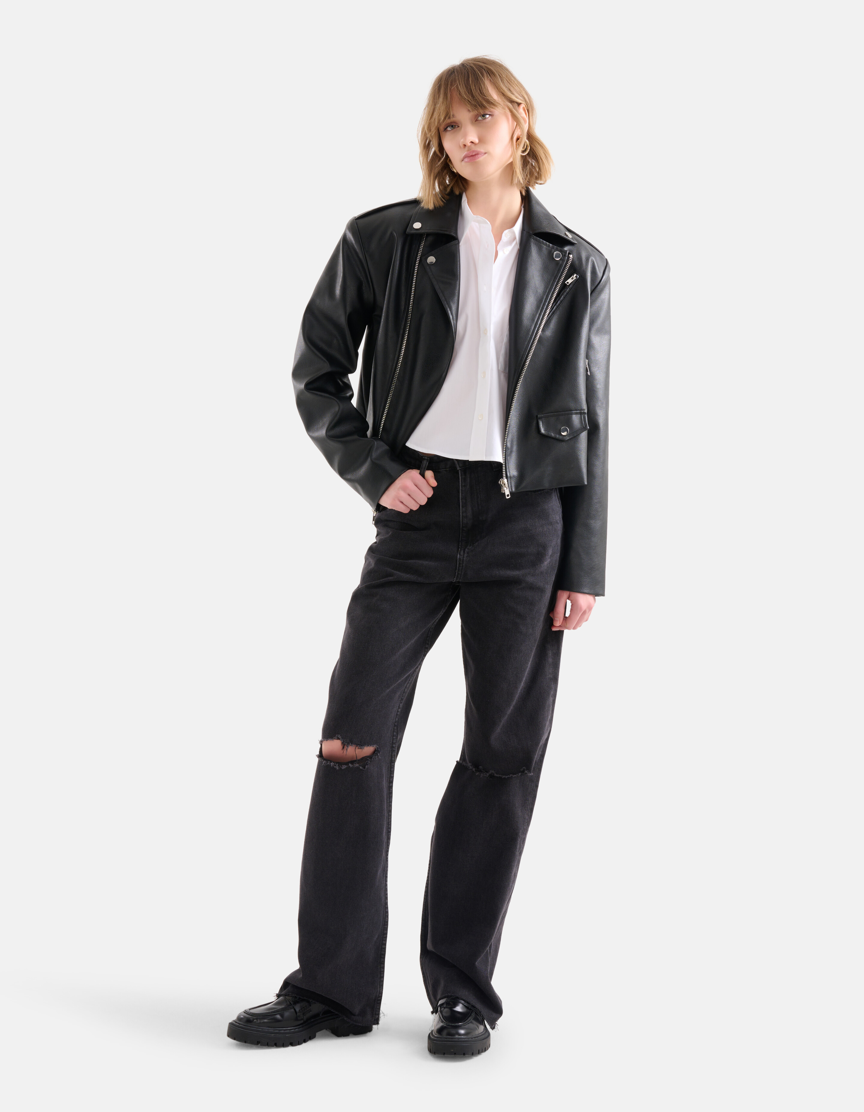 Vegan Leren Biker Jack Zwart SHOEBY WOMEN