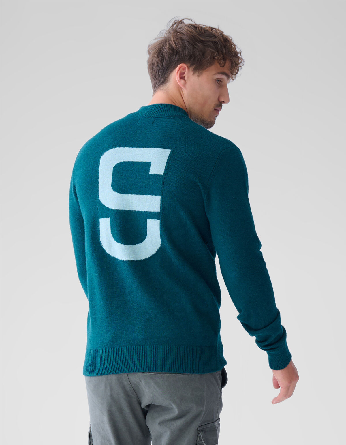 Jacquard Gebreide Trui Donkergroen SHOEBY MEN