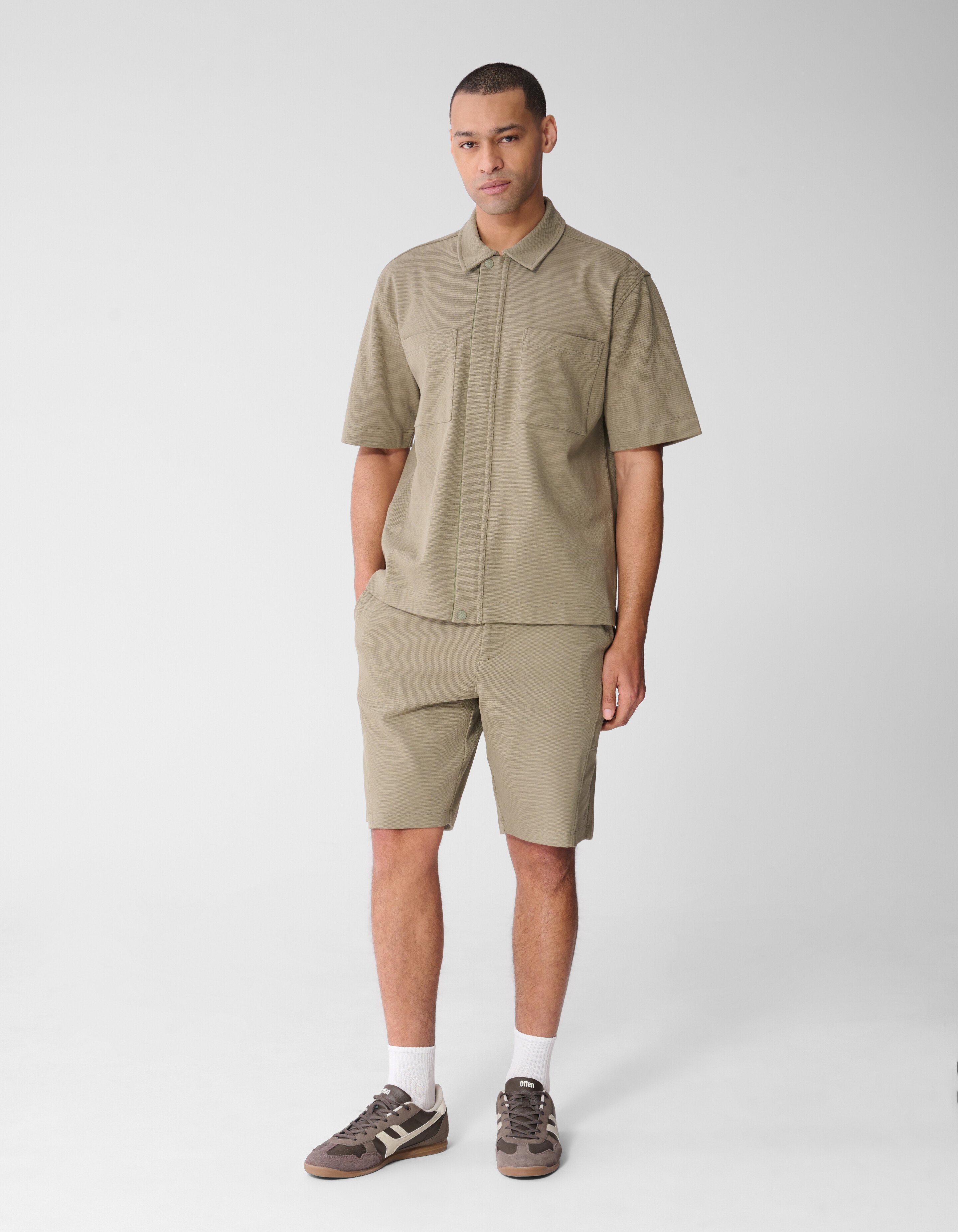 Structuur Zipper Overshirt Khaki SHOEBY MEN