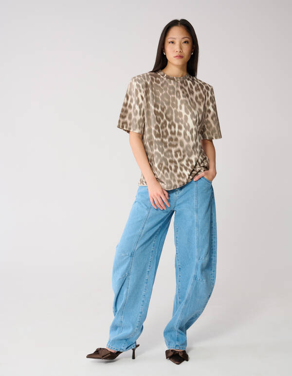 Leopard Padded T-shirt Lichtbruin SHOEBY WOMEN