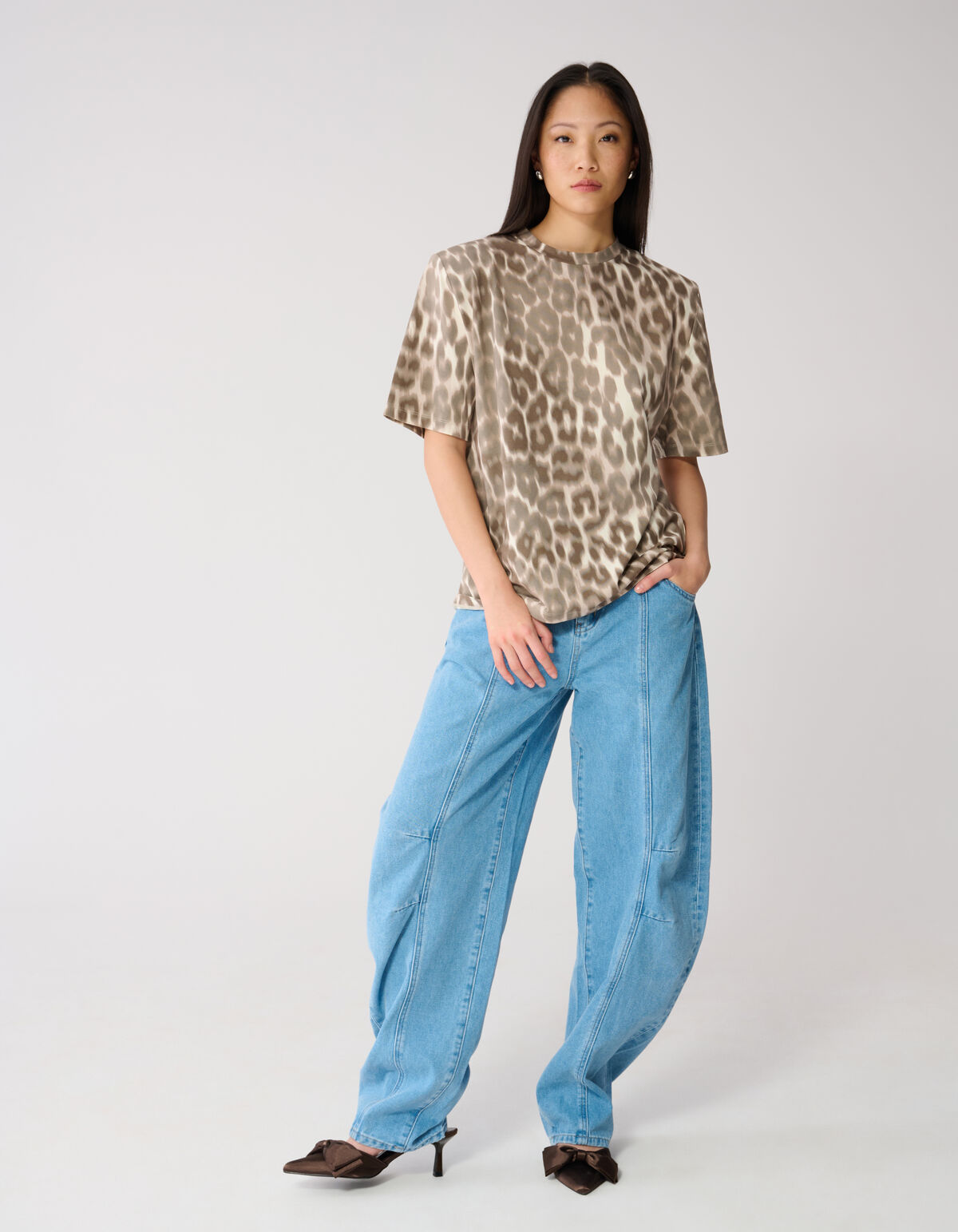 Leopard Padded T-shirt Lichtbruin SHOEBY WOMEN