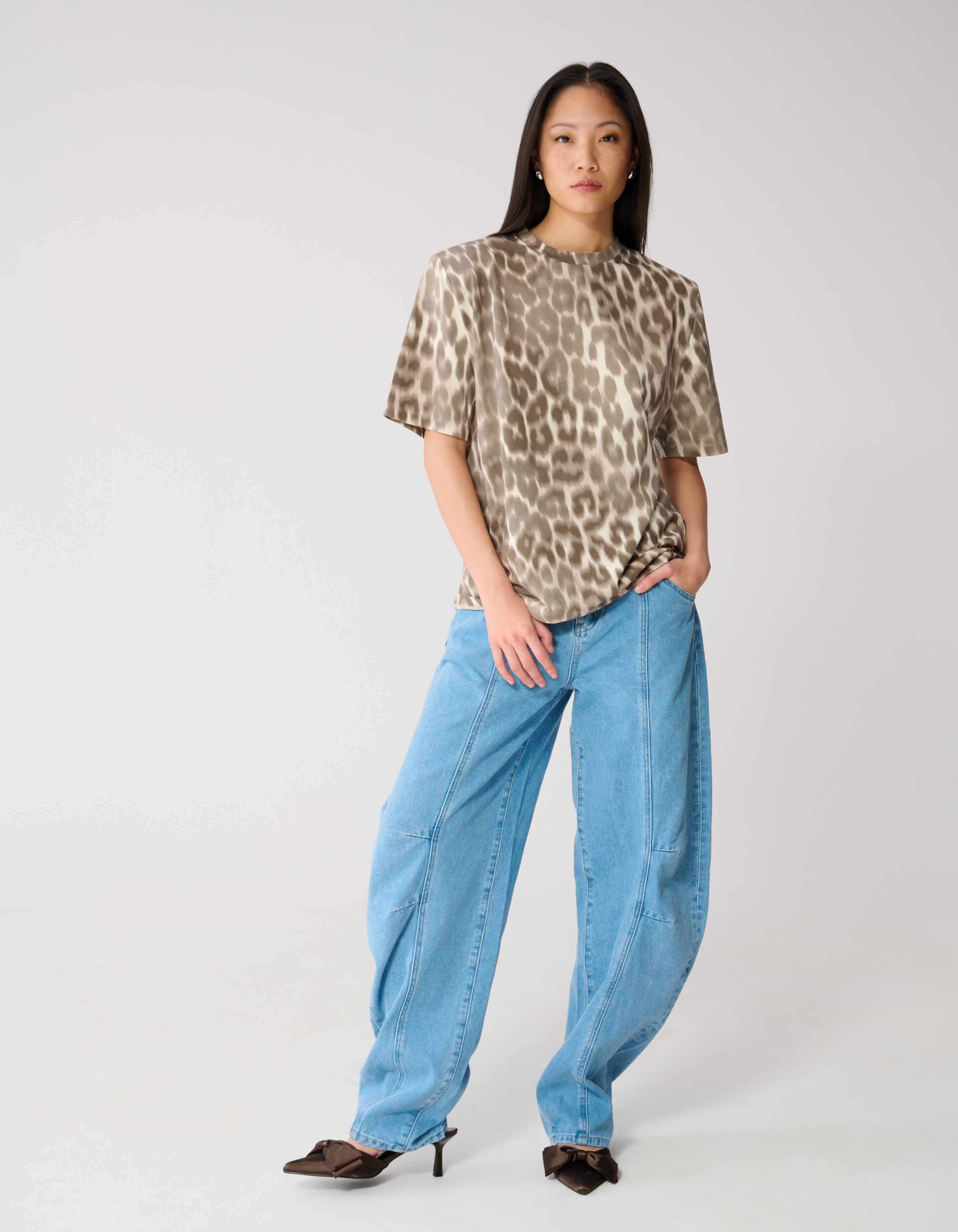 Leopard Padded T-shirt Lichtbruin SHOEBY WOMEN