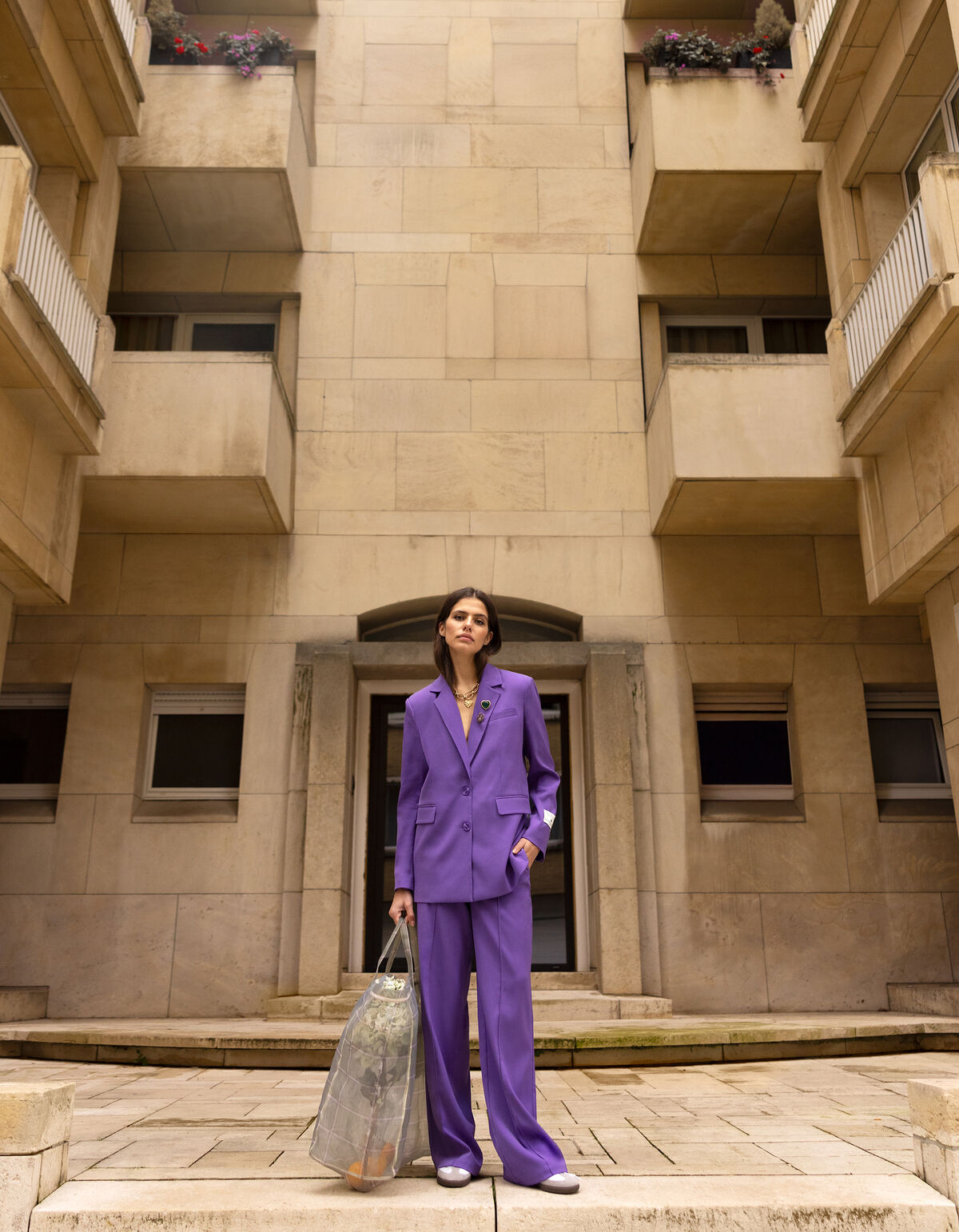 Basis Wide Leg Broek Paars SHOEBY WOMEN