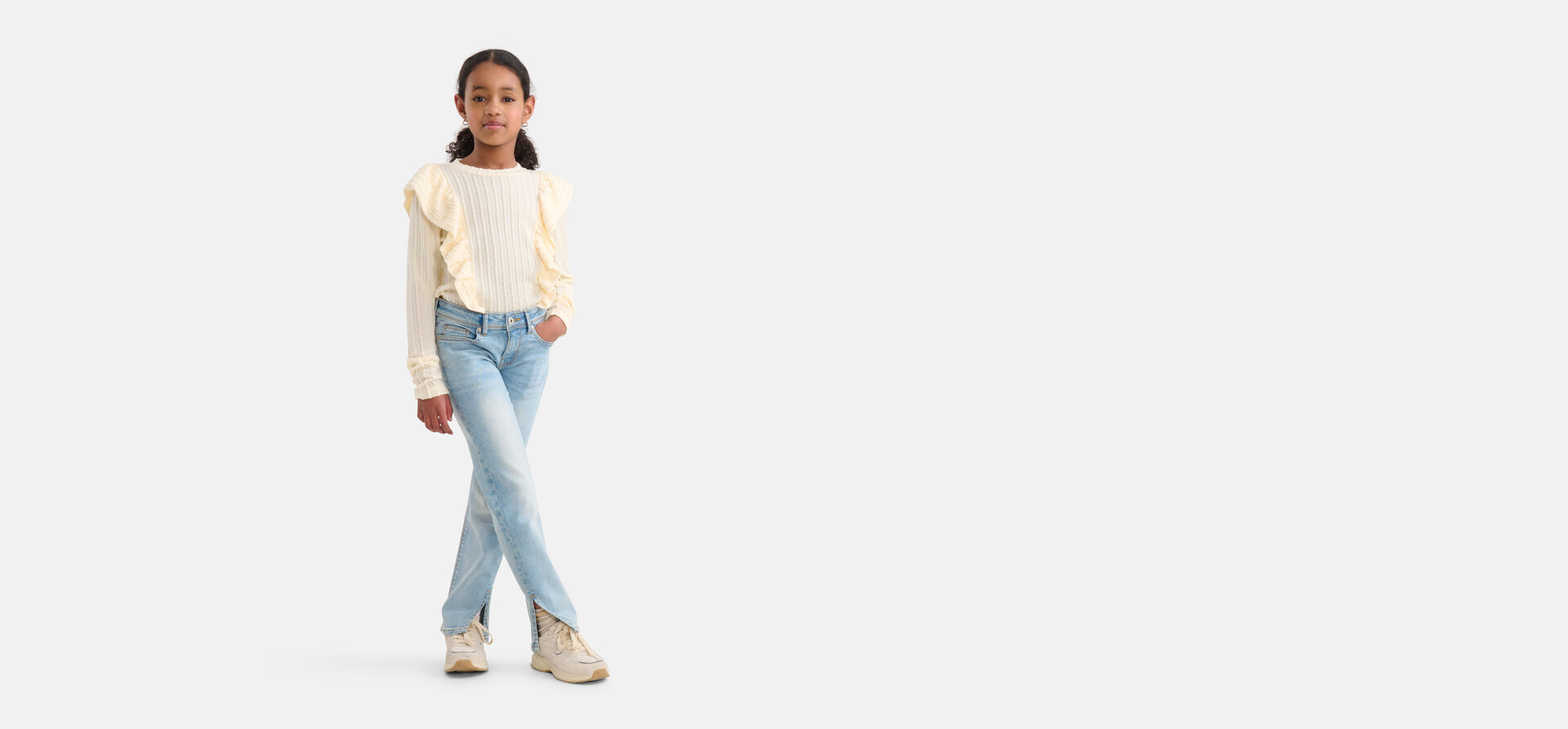 Straight Split Jeans Mediumstone SHOEBY GIRLS
