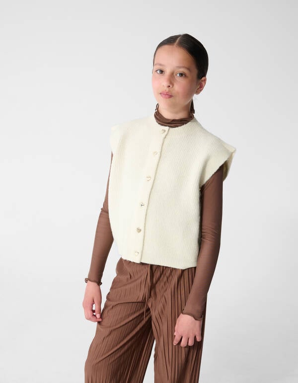 Gebreid Sleeveless Vest Gebroken Wit SHOEBY GIRLS