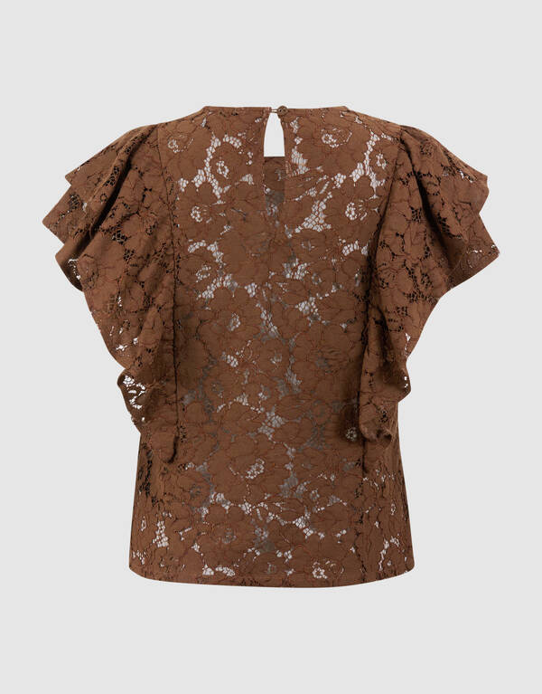 Kanten Ruffle Top Bruin SHOEBY WOMEN