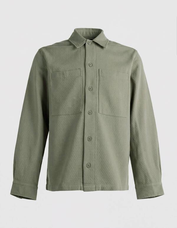 Block Jacquard Overshirt Groen SHOEBY MEN