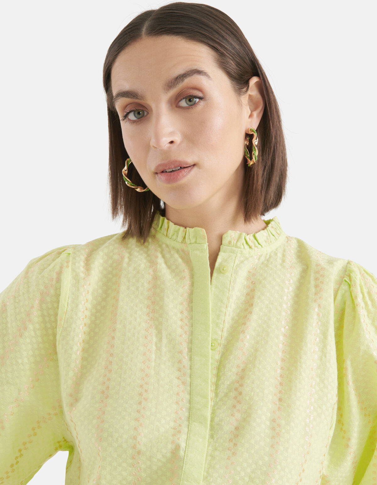 Lurex Detail Blouse Limoengroen SHOEBY WOMEN