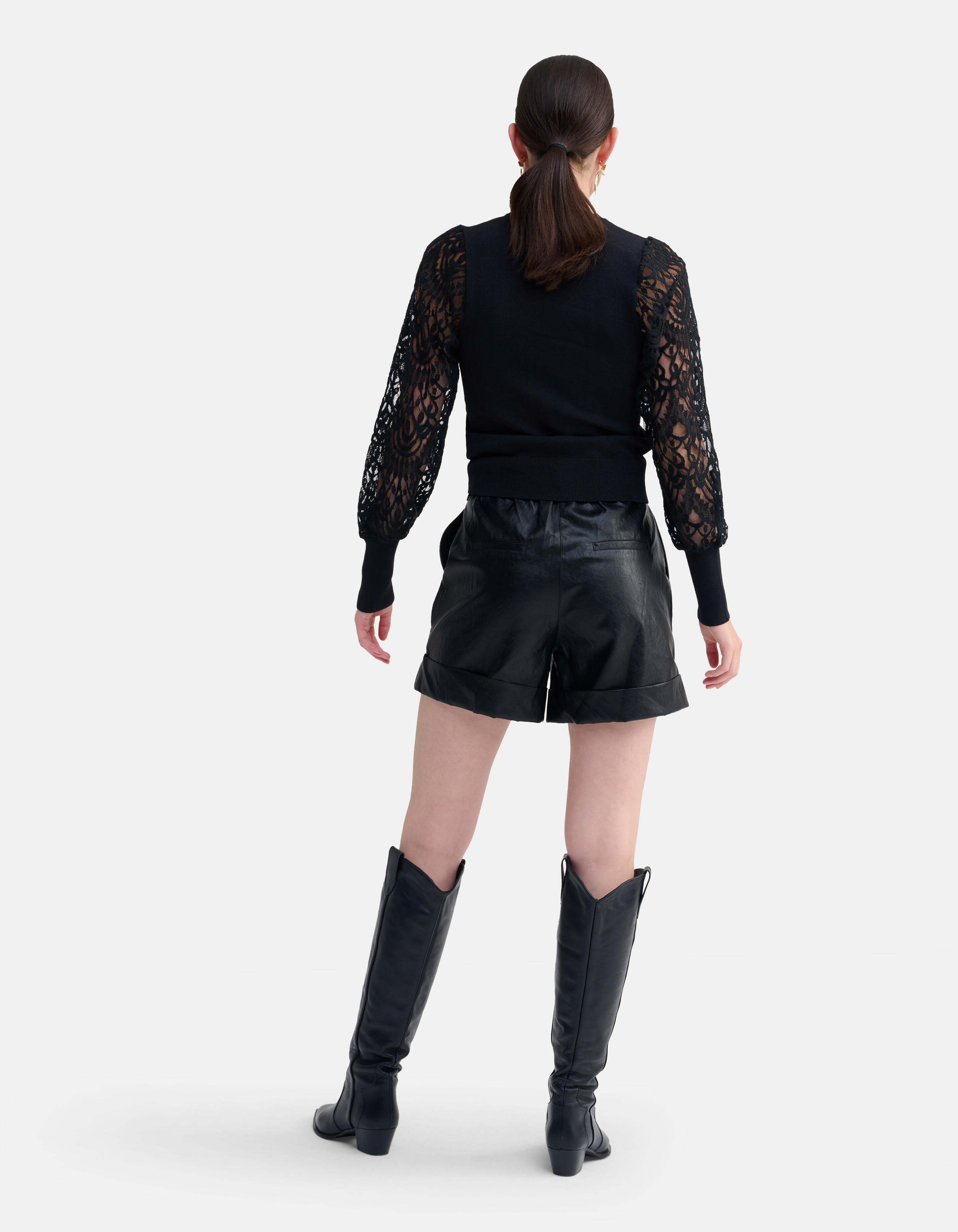 Kanten Mouwen Top Zwart SHOEBY WOMEN