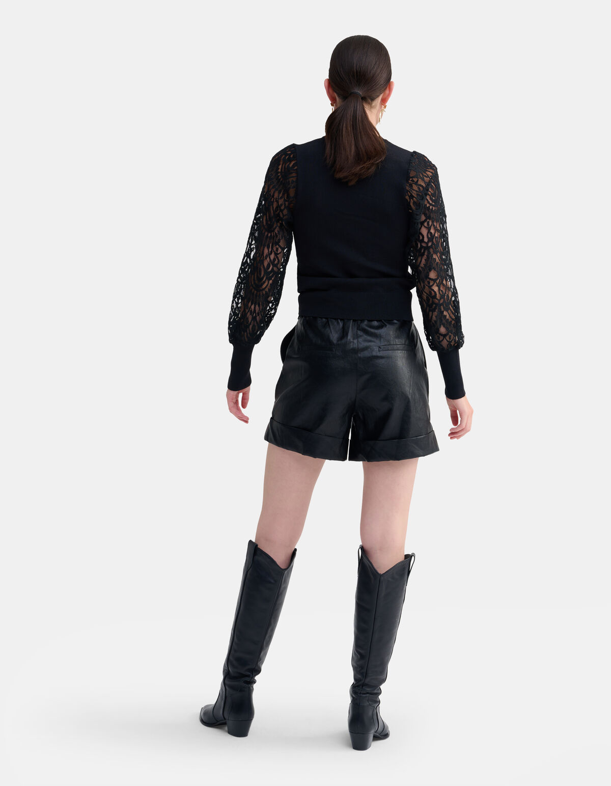 Kanten Mouwen Top Zwart SHOEBY WOMEN