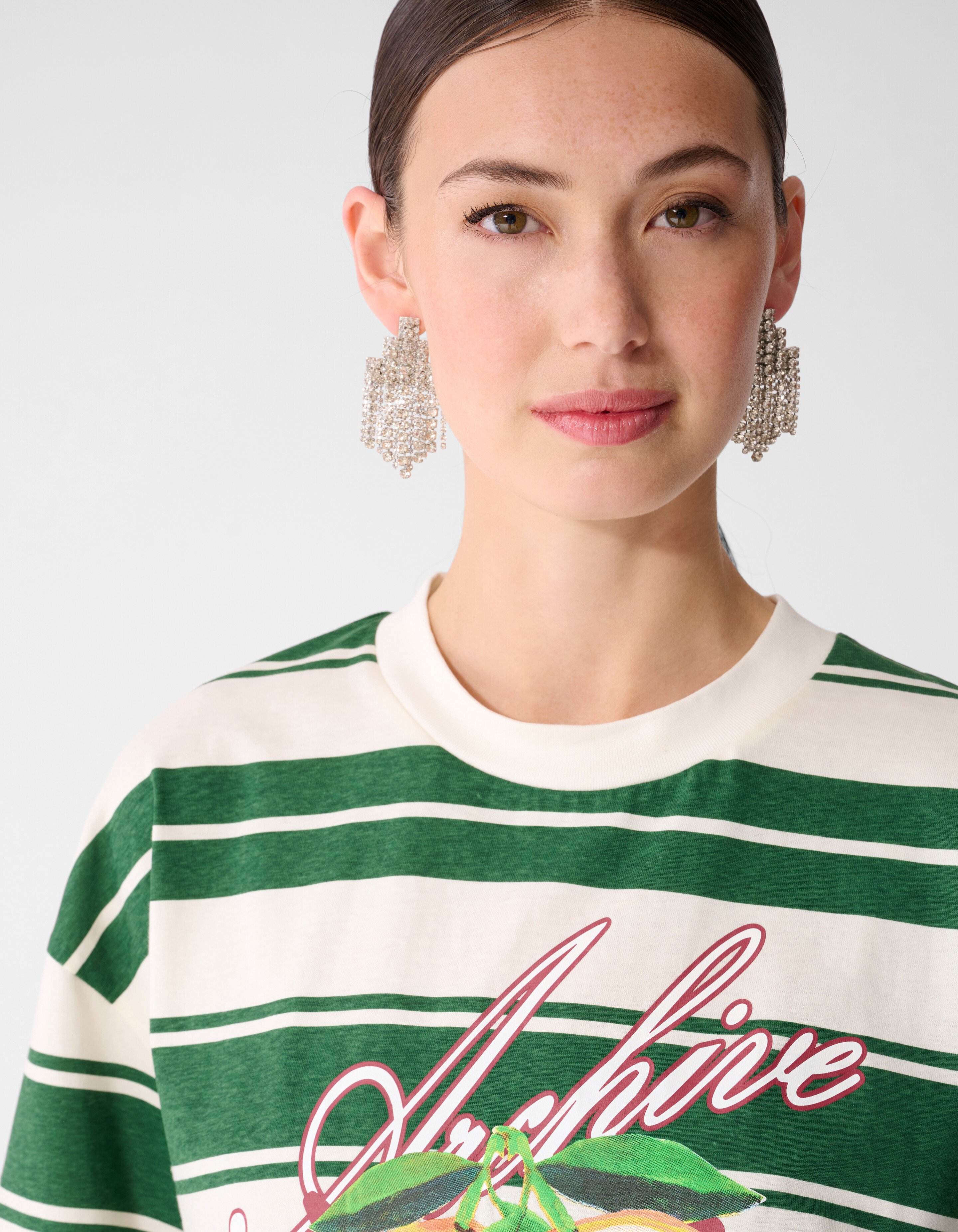 Stripe Artwork T-shirt Groen SHOEBY WOMEN