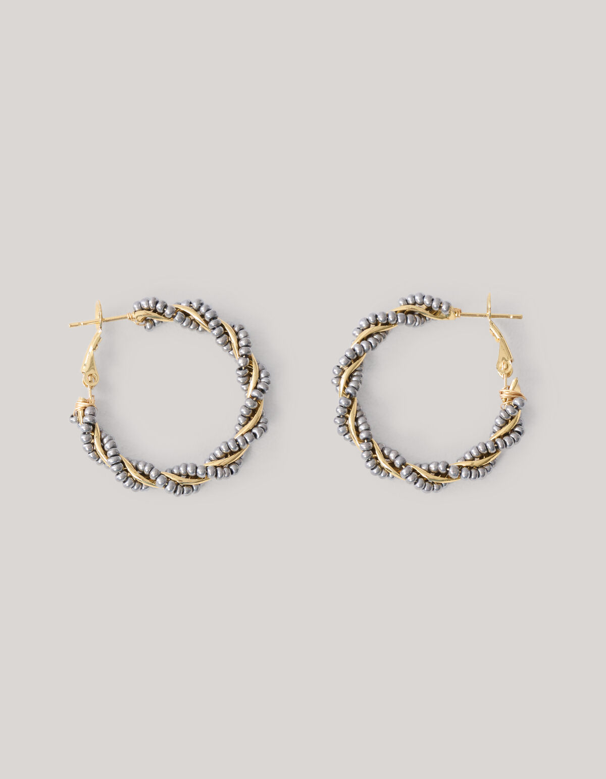 Twisted Beaded Hoop Oorbellen Zilver SHOEBY ACCESSOIRES