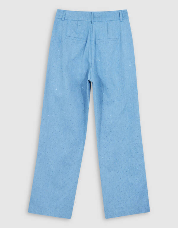 Strass Denim Wide Leg Broek Blauw SHOEBY WOMEN
