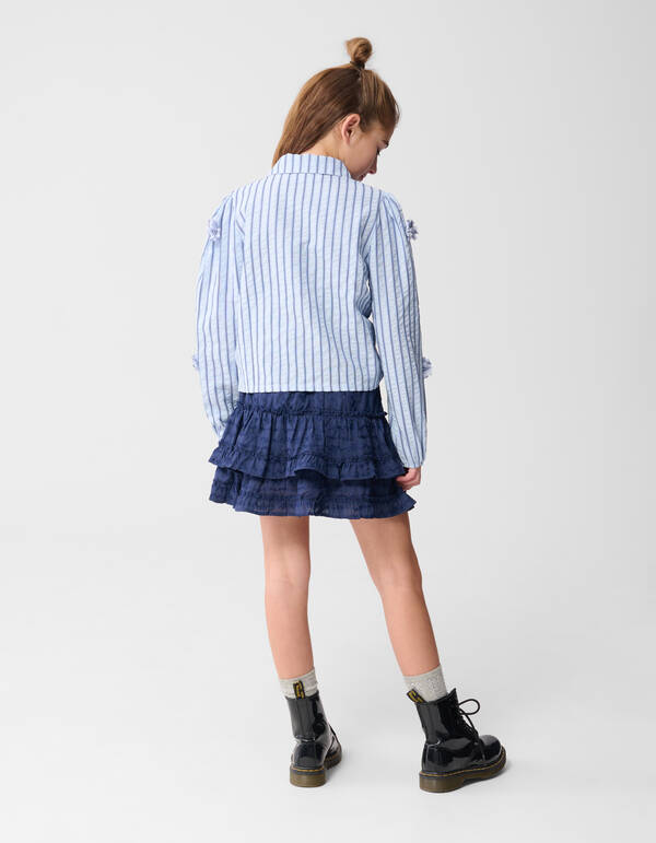 Pinstripe Flower Blouse Blauw SHOEBY GIRLS
