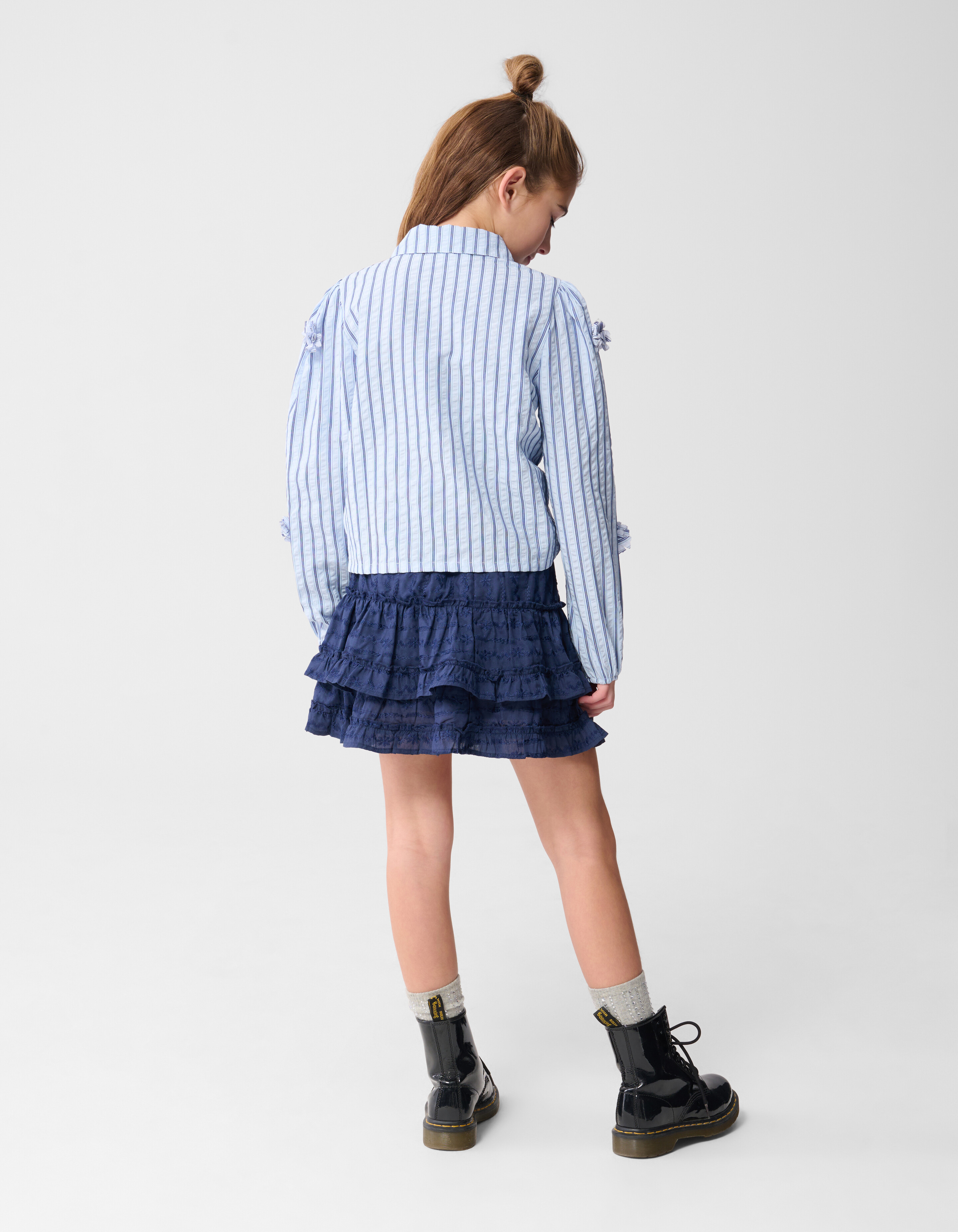 Pinstripe Flower Blouse Blauw SHOEBY GIRLS