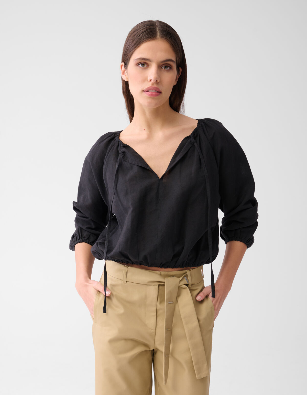 Linnen Blouse Zwart By Mieke SHOEBY WOMEN