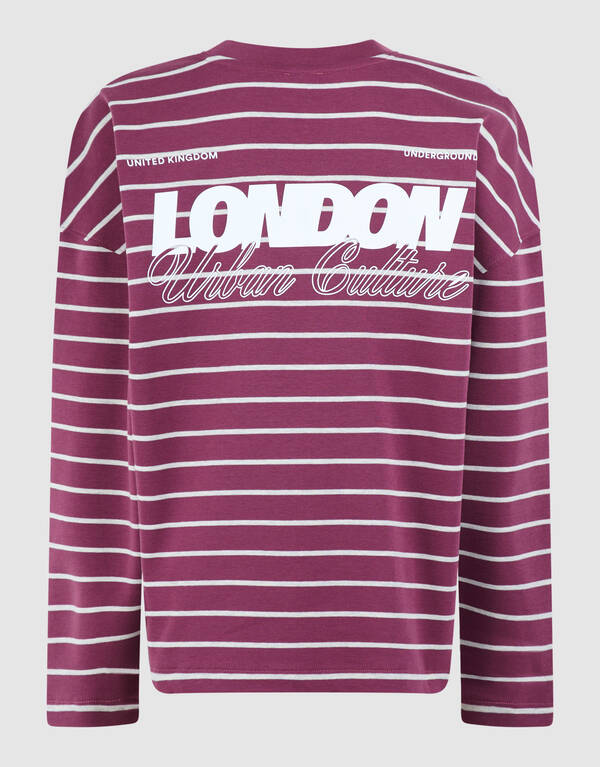 Striped Longsleeve T-shirt Donkerrood SHOEBY BOYS