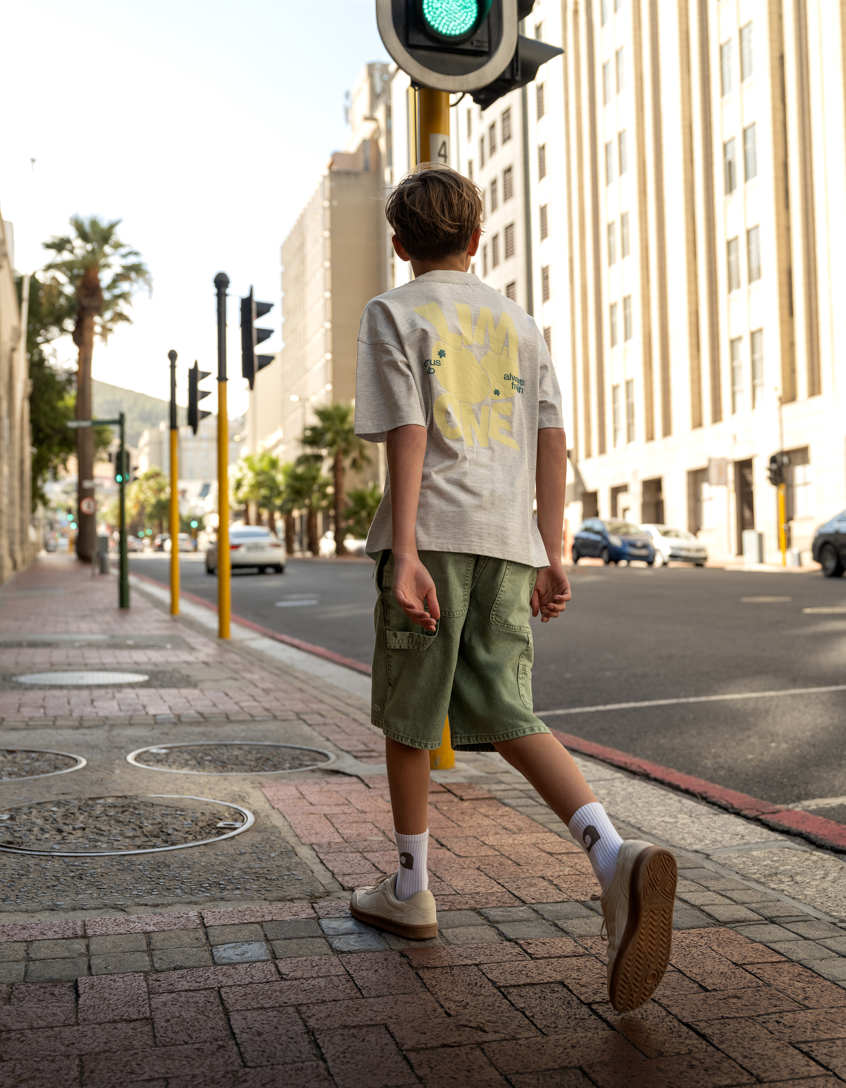 Citrus Artwork T-shirt Lichtgrijs SHOEBY BOYS