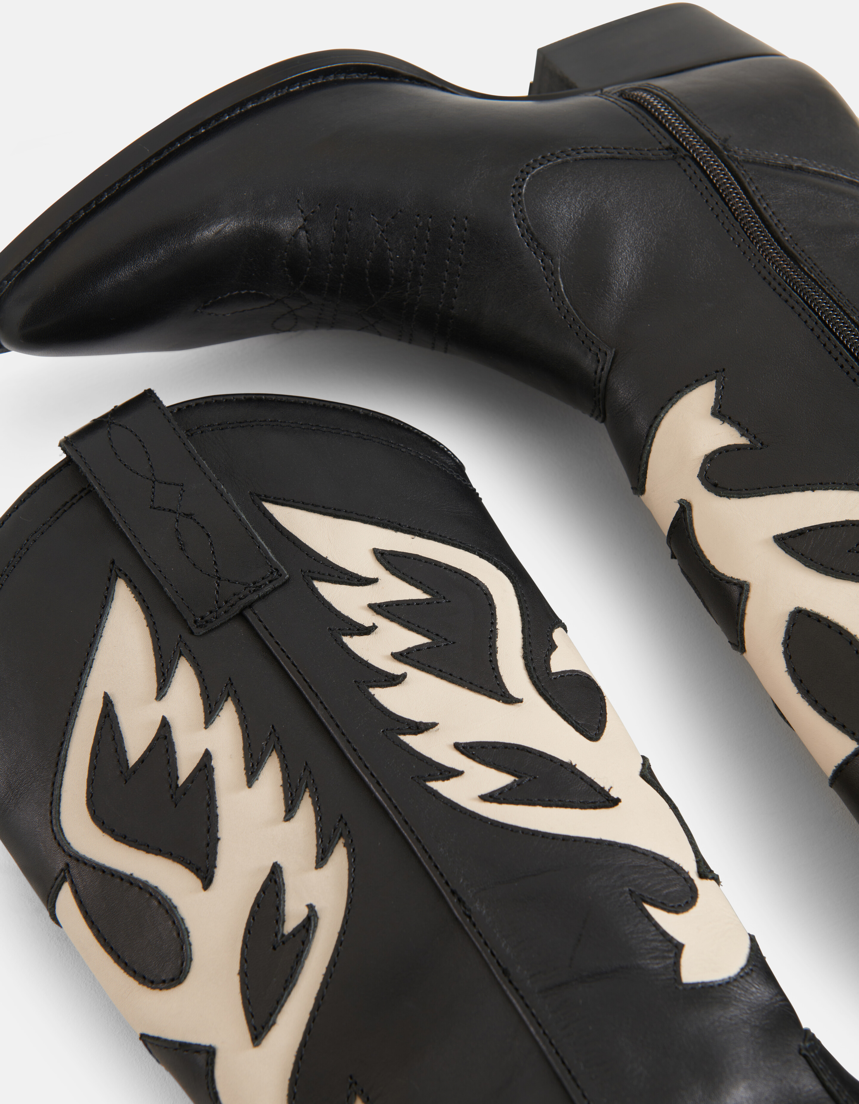 Leren Cowboy Laarzen Zwart/Wit SHOEBY SHOES