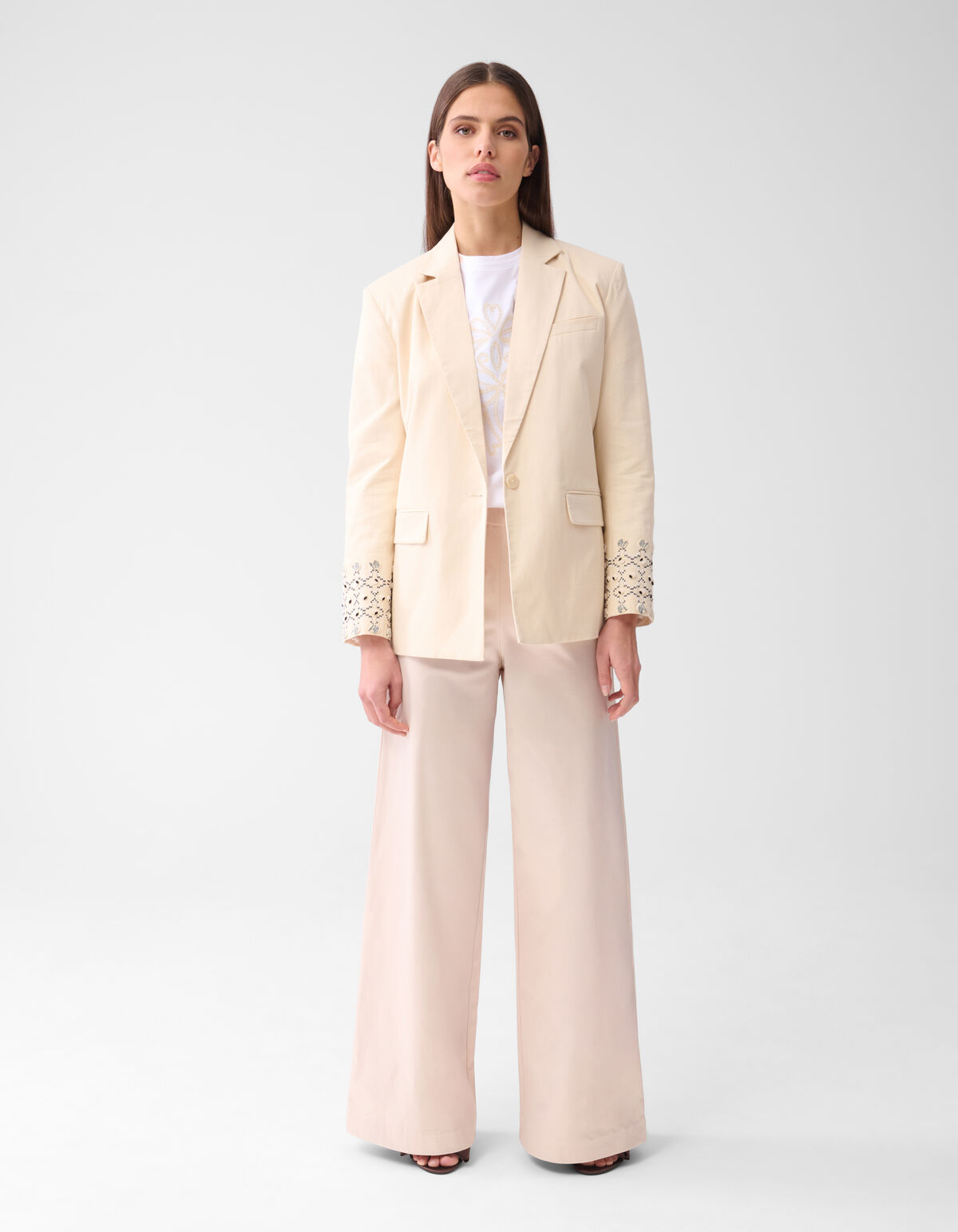 Satijnen Wide Leg Broek Zand SHOEBY WOMEN