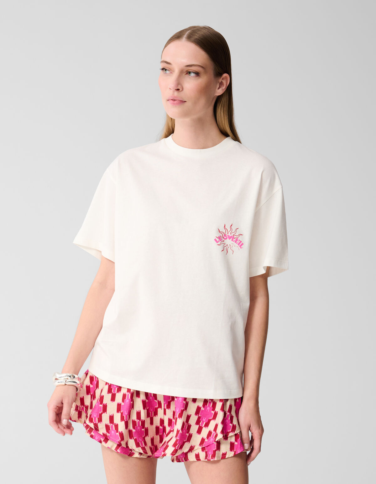Sun Artwork T-shirt Gebroken Wit SHOEBY WOMEN