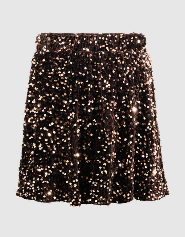 Sequin Mini Rok Bruin SHOEBY GIRLS