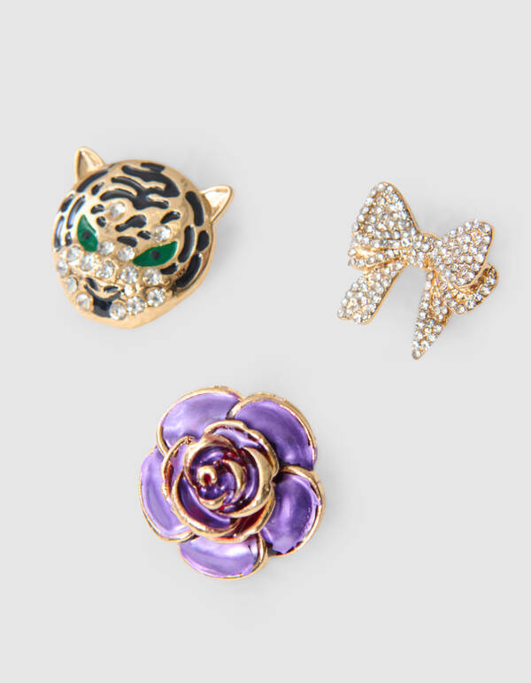 Tiger Broche Set Paars SHOEBY ACCESSOIRES