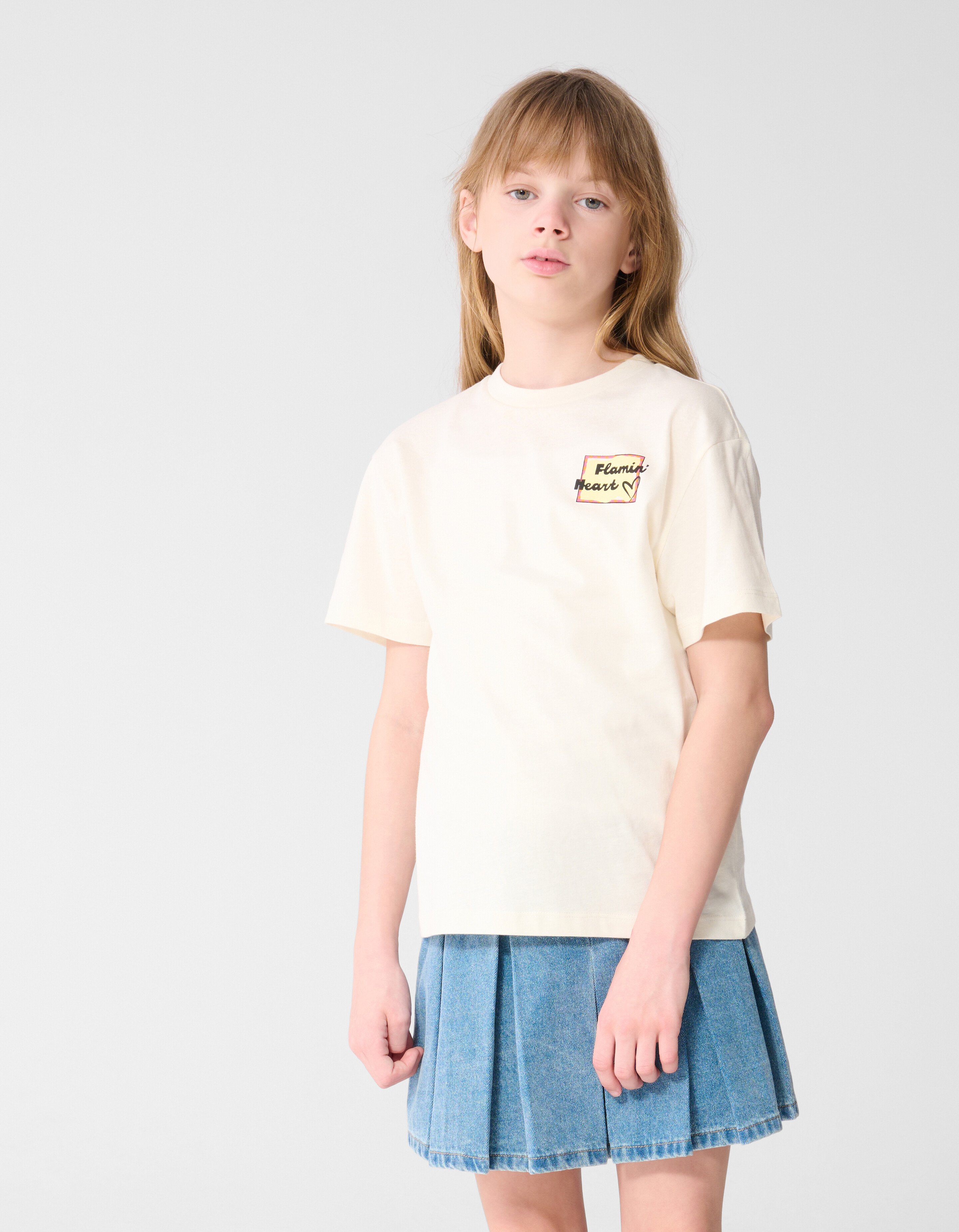 Flame Artwork T-shirt Gebroken Wit SHOEBY GIRLS