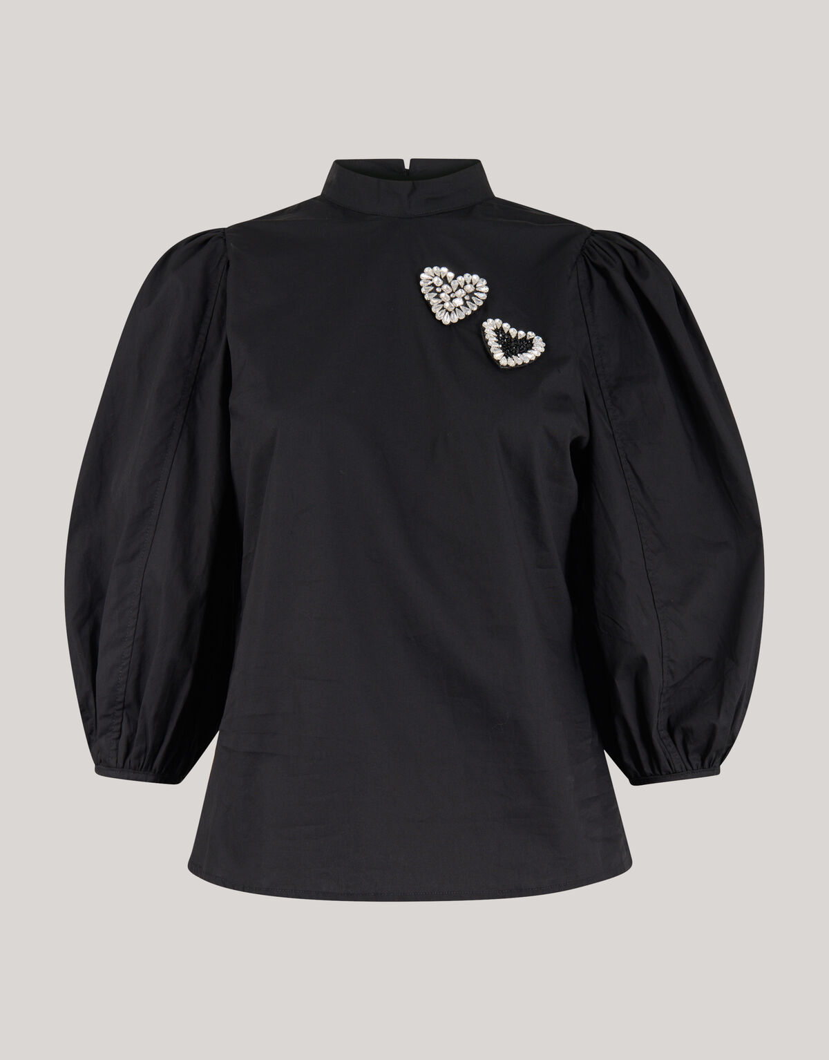Strass Heart Poplin Blouse Zwart SHOEBY WOMEN